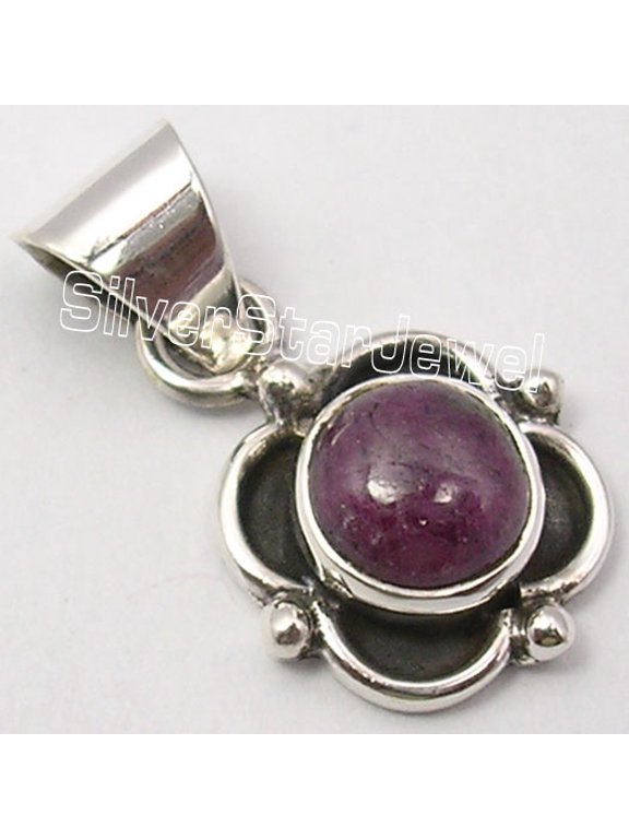 925 Solid Silver Low Price Ruby Bestseller Pendant 0.9" Indian Jewelry Store