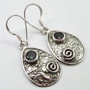 SilverStarJewel 925 Solid Silver Natural Rainbow Mystic Topaz Earrings 1.4" Indian Jewellers