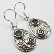 SilverStarJewel 925 Solid Silver Natural Rainbow Mystic Topaz Earrings 1.4" Indian Jewellers