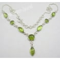 thumbnail image 1 of SilverStarJewel 925 Solid Silver Round & Marquise Green Peridot Modern Necklace 18 1/8" Bijoux, 1 of 2