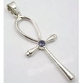 thumbnail image 1 of SilverStarJewel 925 Solid Silver Wonderful Iolite Gem Ankh Cross Pendant 5.9 CM Indian Jewellers, 1 of 3