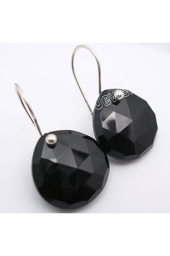 925 Sterling Silver Amazing Black Onyx Gem Extra Ordinary Earrings 1"