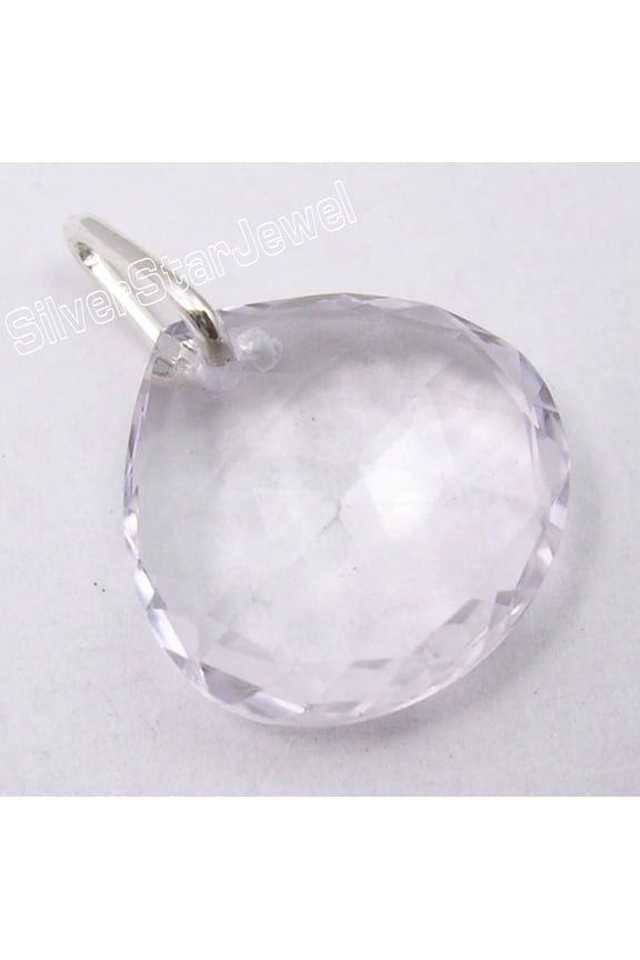 925 Sterling Silver Clear Crystal Extra Ordinary Pendant 0.8" Birthday Gift