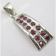 SilverStarJewel 925 Sterling Silver Cut Red Ruby Intricate Setting Art Pendant 3.2 CM 2.4 Grams