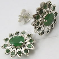 SilverStarJewel 925 Sterling Silver Emerald Stud Earrings 0.6" Jewelry