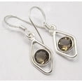 thumbnail image 1 of SilverStarJewel 925 Sterling Silver Faceted Brown Smoky Quartz Well Made Earrings 1.3" Nouveau, 1 of 3