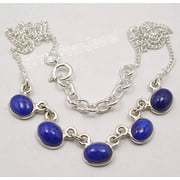 SilverStarJewel 925 Sterling Silver Genuine Lapis Lazuli Extra Ordinary Necklace 16.8"
