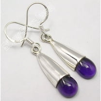 SilverStarJewel 925 Sterling Silver Natural Purple Amethyst Artisan Cap Earrings 1.5"