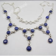 SilverStarJewel 925 Sterling Silver Original Lapis Lazuli Well Made Necklace 17.7" Item