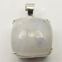 SilverStarJewel 925 Sterling Silver Rainbow Moonstone Gemstone Claw Setting Pendant 2.4 CM