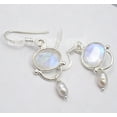thumbnail image 1 of SilverStarJewel 925 Sterling Silver Rare Rainbow Moonstone Factory Direct Earrings 1.5", 1 of 3