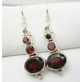 thumbnail image 1 of SilverStarJewel 925 Sterling Silver Real Red Garnet Pierced Earrings 1.5" ! Online Shopping, 1 of 3