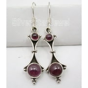 SILVERSTARJEWEL 925 Sterling Silver Red Garnet 2 Gemstone Factory Direct Earrings 1.8" Oxidized