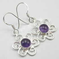 SilverStarJewel .925 Sterling Silver Round Amethyst Well Made Designer Earrings 1.3"