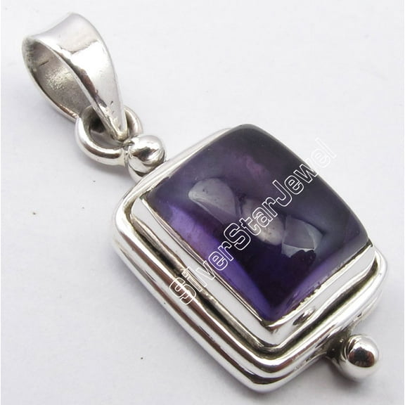 SilverStarJewel 925 Sterling Silver Unseen Purple Amethyst Latest Style Pendant 1.1" Artisan