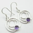 thumbnail image 1 of SilverStarJewel Fashion Women's Jewelry, 925 Pure Silver Amethyst Round Wire Earrings 1.4", 1 of 3