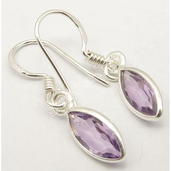 SilverStarJewel Gemstone Well Made Earrings 1.2", 925 Sterling Silver, Collectible Amethyst
