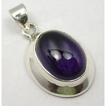 SilverStarJewel Sterling Silver Amethyst Pendant 1.1" Modern Fashion Jewelry