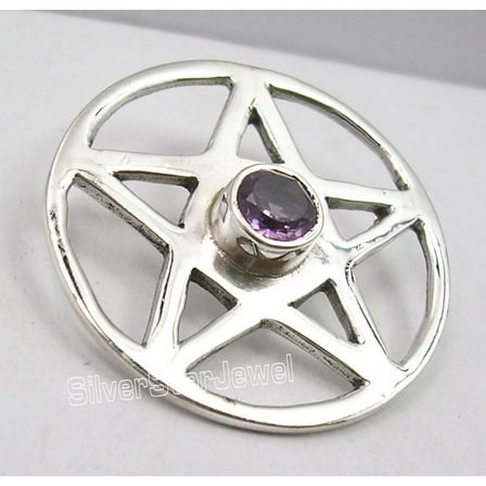 SilverStarJewel Sterling Silver Amethyst Pendant 1" Jewelry