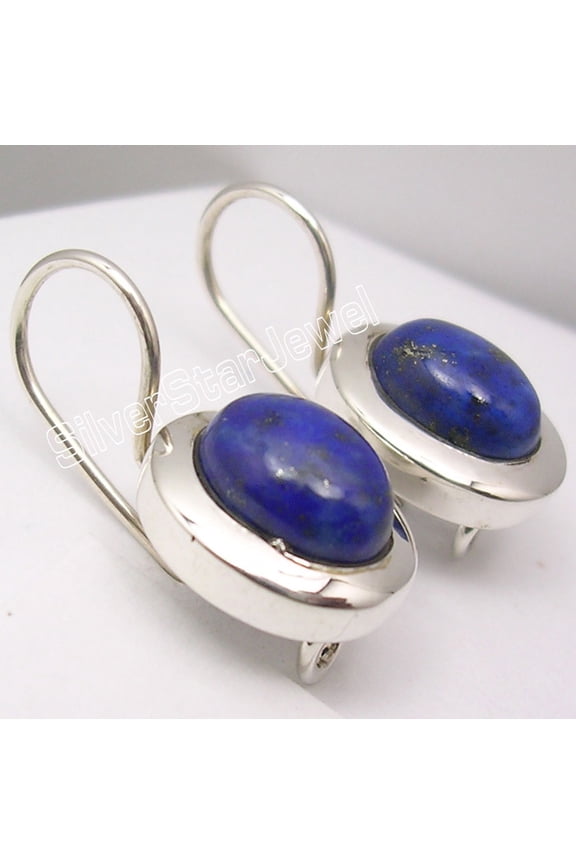 Sterling Silver Lapis Lazuli Earrings 0.9" Jewelry