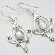SILVERSTARJEWEL Sterling Silver Rainbow Moonstone Earrings 1.7" Engagement Jewellery