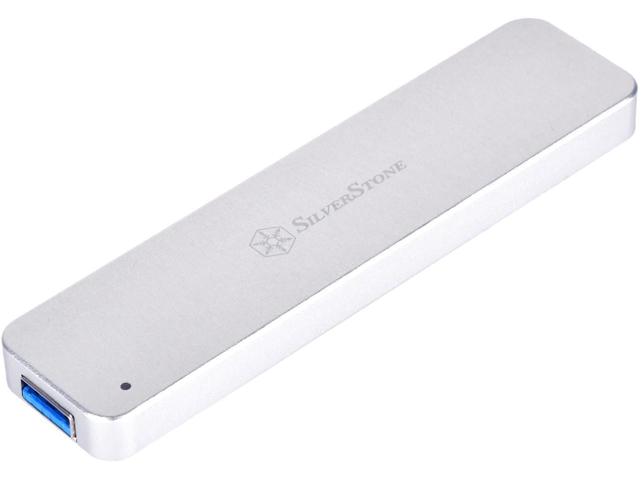 SilverStone Mobile Series SST-MS09S Silver M.2 SATA External SSD Enclosure with USB 3.1 Gen 2