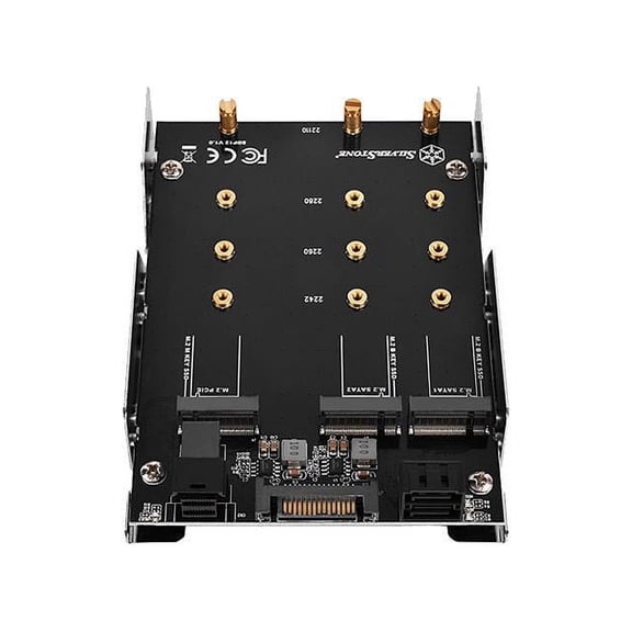 SilverStone SDP12 3.5" Device Bay to Two SATA M.2 SSDs and One NVMe M.2 SSD Adapter