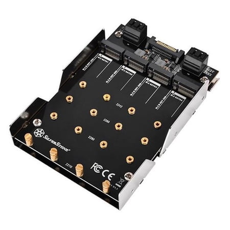 SilverStone Technologies 3.5 in. Device Bay to Four M.2 SATA Based SSD Adapter with 4x SATA Cable, Black