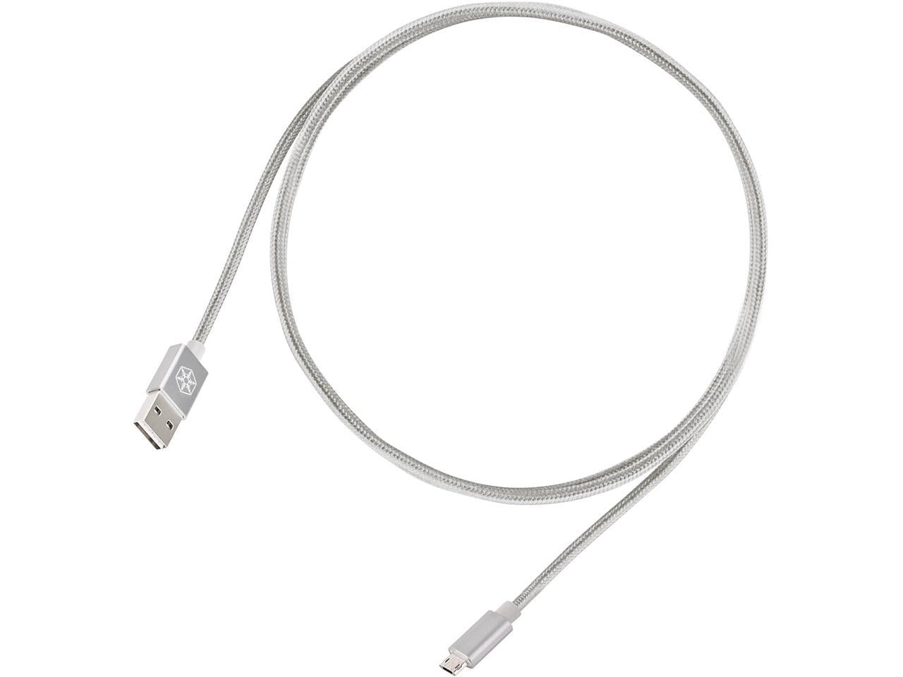 SilverStone Technology CPU01S-500 Micro USB Cable for Smartphone / LG / Samsung / Reversible USB-A / Reversible Micro USB-B / 500mm / Silver