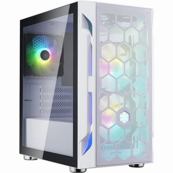 Silverstone Technology FAH1MW-PRO White Micro-ATX Tower Case with Tempered Glass & Three ARGB Fans