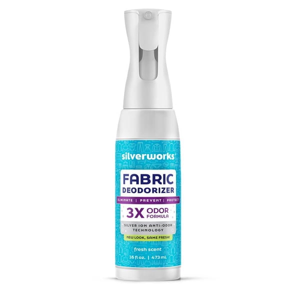SilverWorks! Fabric Spray Odor Eliminator For Home - Powerful, Natural Silver Ion Deodorizing Technology - Clothes, Furniture And Couch Deodorizer Odor Eliminator And Refresher Spray -16.9oz