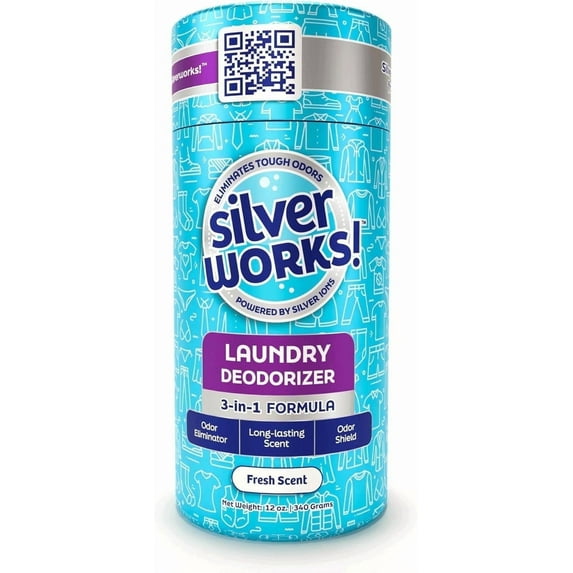 SilverWorks! Laundry Deodorizer, In-Wash Scent Booster, 3-in-1 Odor Eliminator, Long Lasting Scent, Protects Against Odors, Laundry Odor Remover, Scent Booster & Laundry Freshener, Fresh Scent, 12 oz