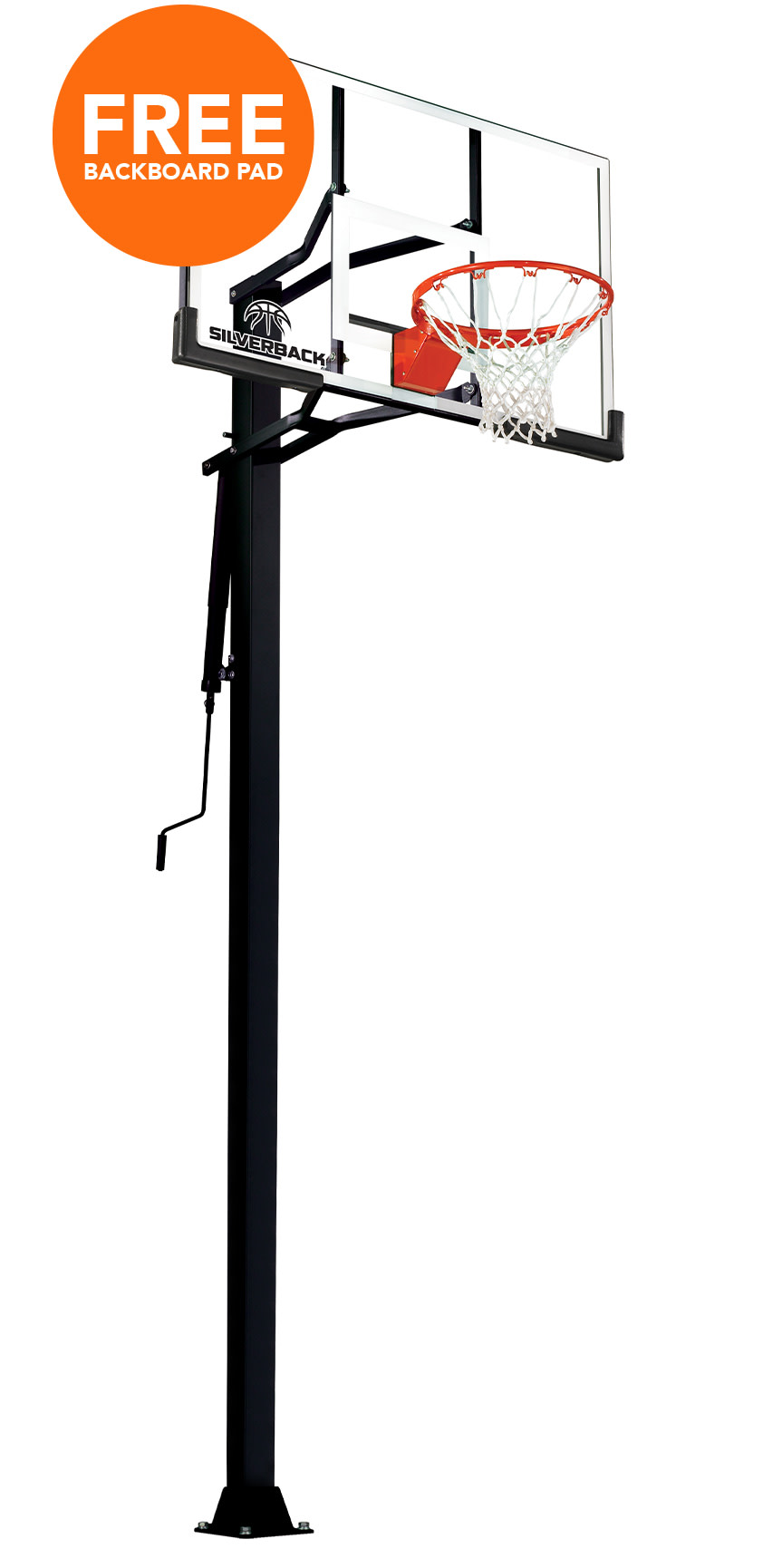 Silverback 54" In-Ground Height-Adjustable Basketball System with Tempered Glass Backboard, Anchor Mounting, and 5-year Limited Warranty - image 1 of 9