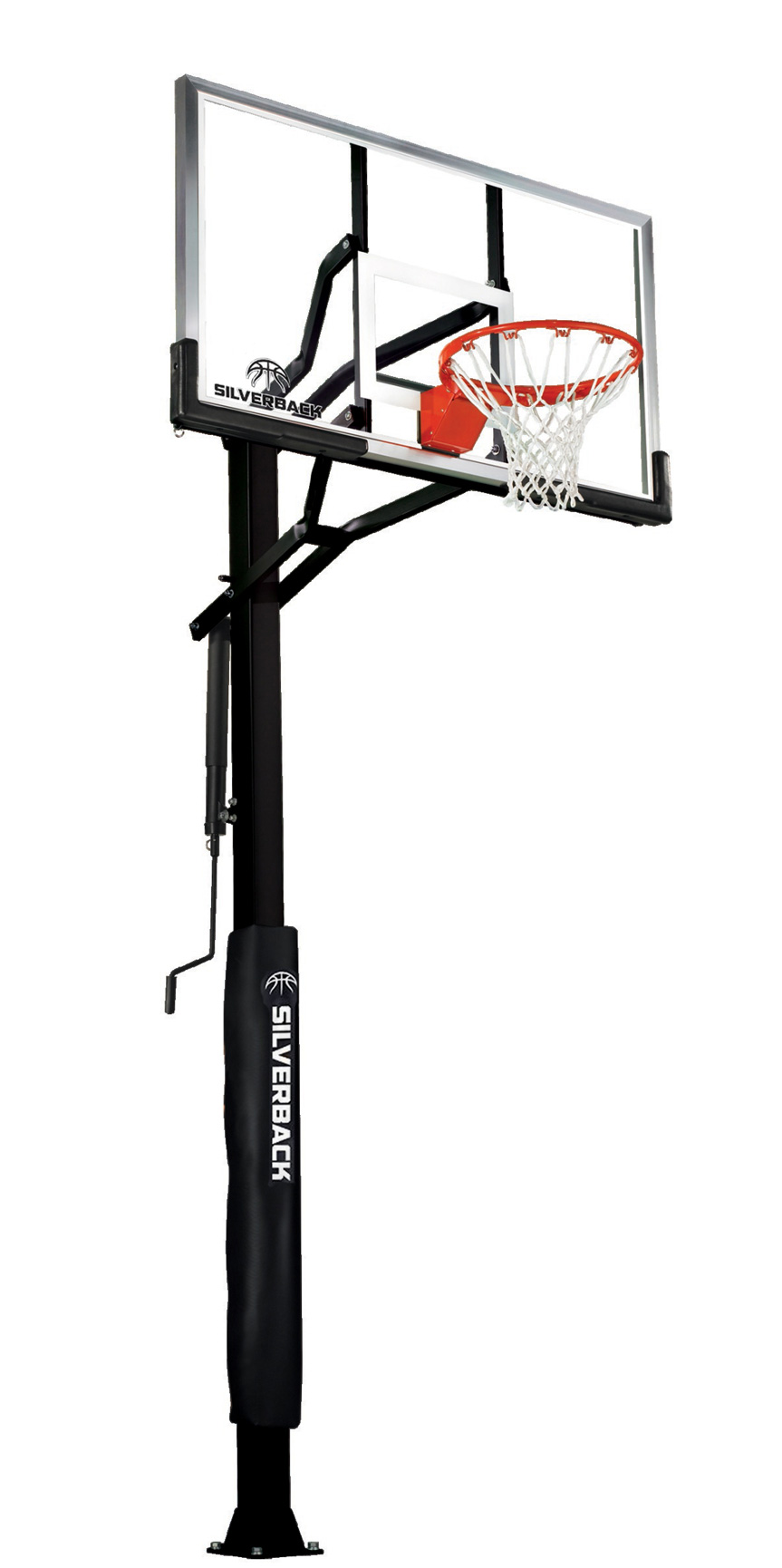 Silverback 60" In-Ground Basketball System with Adjustable-Height Tempered Glass Backboard and Pro-Style Breakaway Rim - image 1 of 23