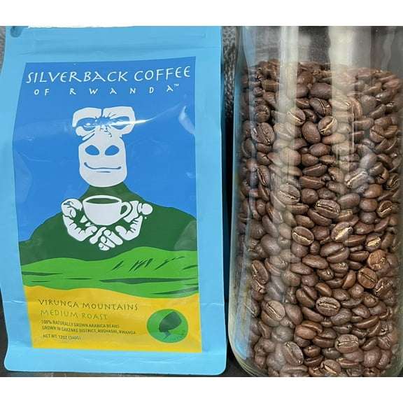 Silverback Coffee of Rwanda Virunga Mountains Medium Roast, 100% Arabica, Naturally Grown in Rushashi, Gakenke District, 12 oz Bag