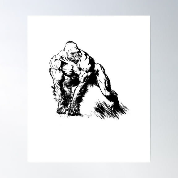 Silverback Gorilla Poster Wall Art, Modern Wall Decor For Living Room Bedroom, 16x24 UNFRAMED