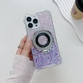 thumbnail image 1 of Silverback for iPhone 16 Plus Case, Holographic Sparkle Glitter Case with Kickstand, Girls Women Bling Diamond Ring Protective Color Contrast Case for iPhone 16 Plus,Pink+Purple, 1 of 9