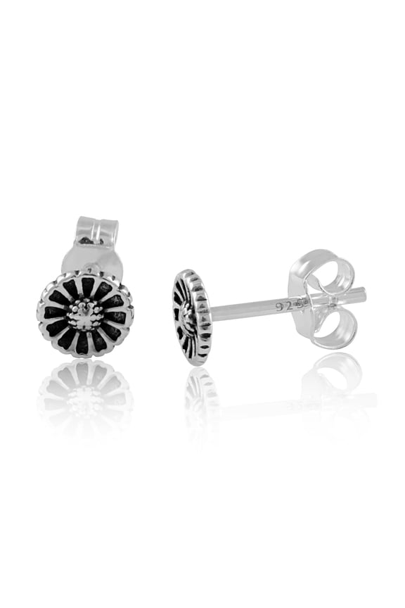 Sterling Silver Teens Dainty Daisy Flower Stud Earrings Gift Tiny Studs for Women Teens Girlfriends 0.19in