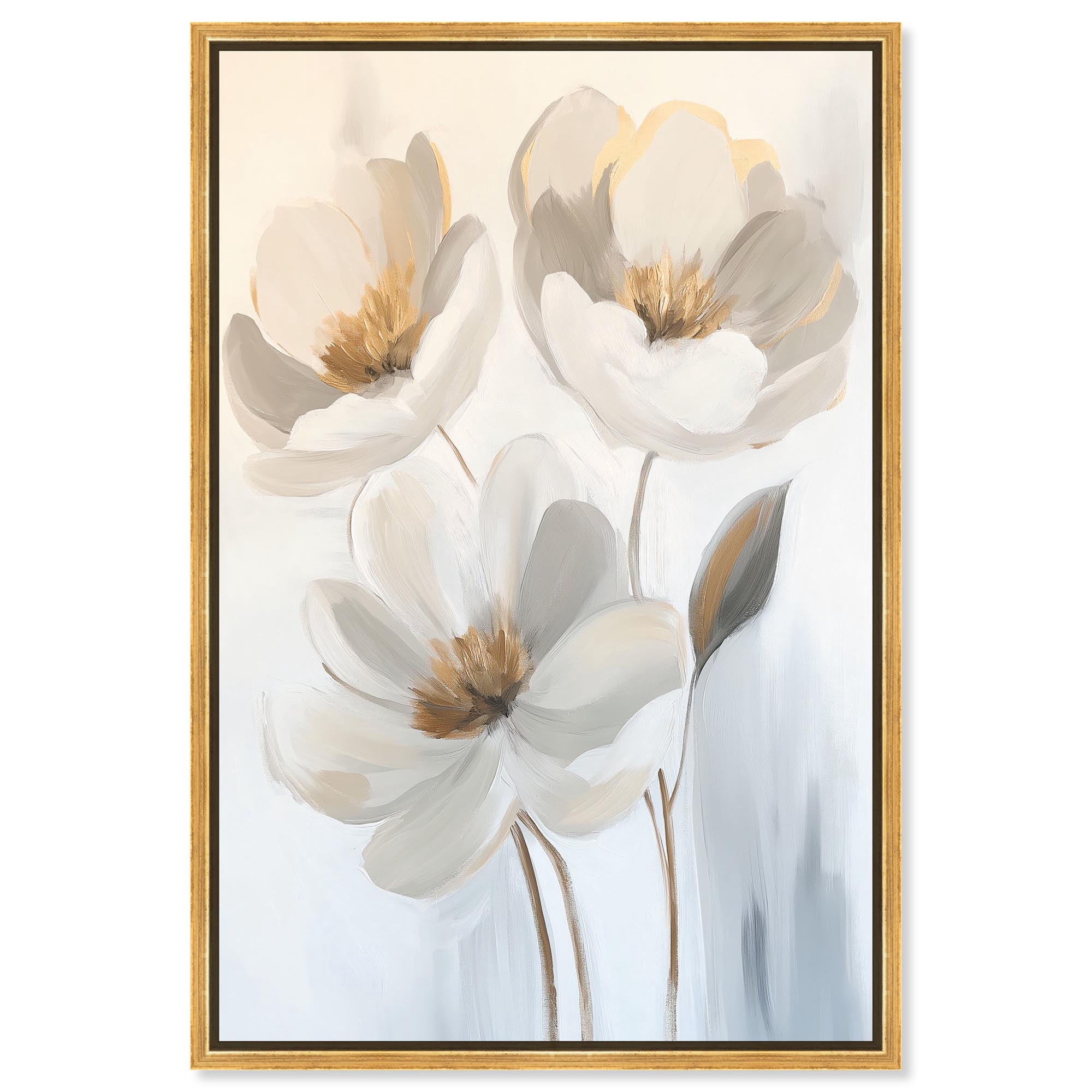 Silvered Flora I Canvas Elegant Floral Art by Art Remedy, Gold Frame ...