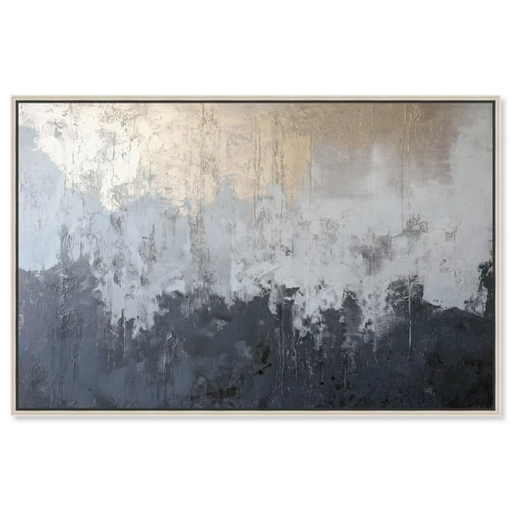 Silvered Layers Canvas Blue Abstract Art by Art Remedy, Silver Frame, 54" x 36"