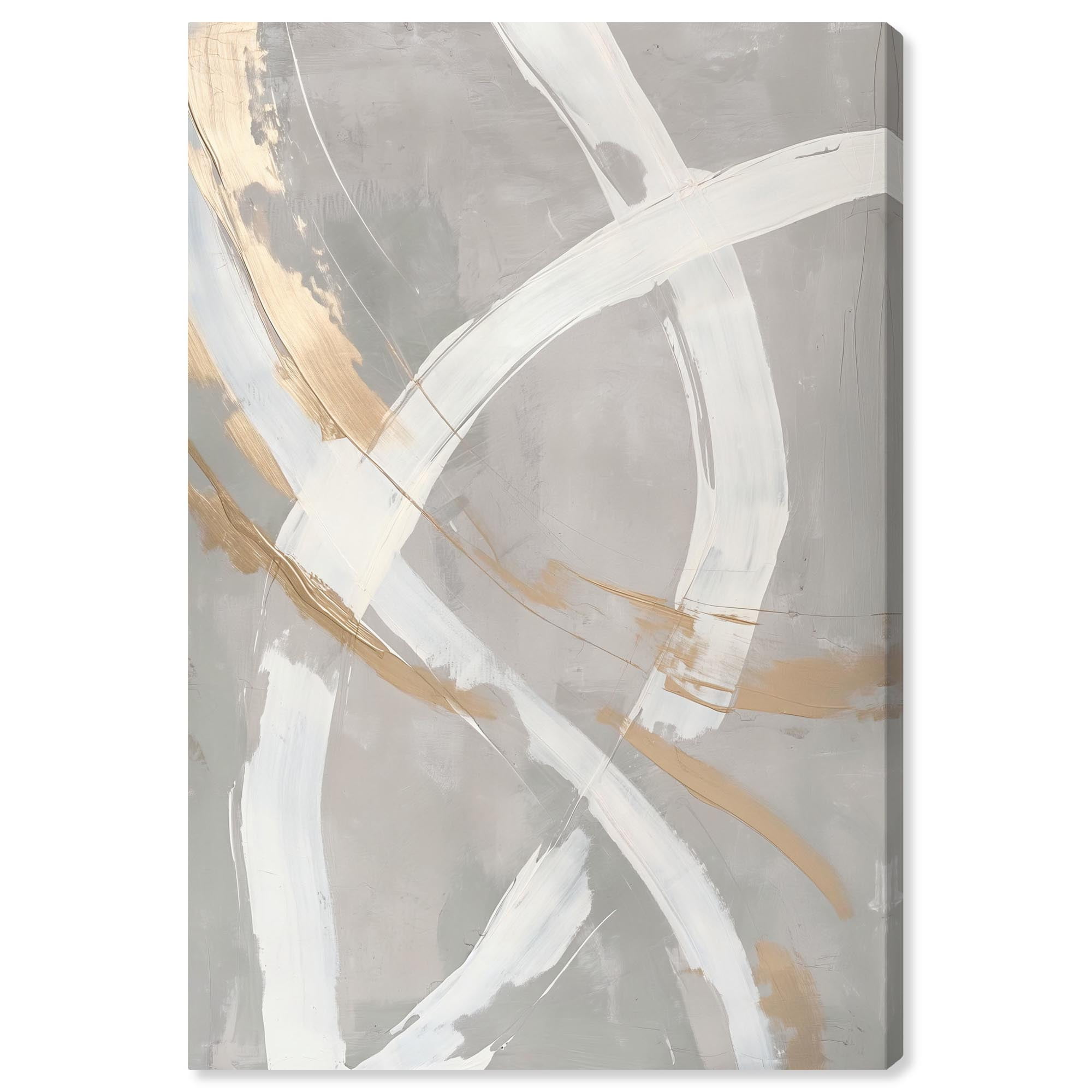 Elegant Gold and Silver Abstract Canvas Art, 24" x 16"