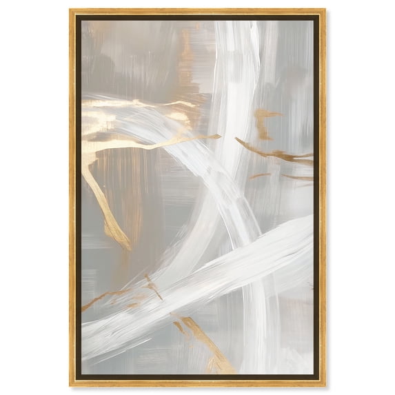 Silvered Spirals II Canvas Elegant Gold Abstract by Art Remedy, Gold Frame, 16" x 24"