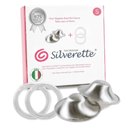 Silverette Original Silver Nursing Cups - Soothe and Protect Your Nursing Nipples - Made in Italy - Size Small with O-Feel silicone rings