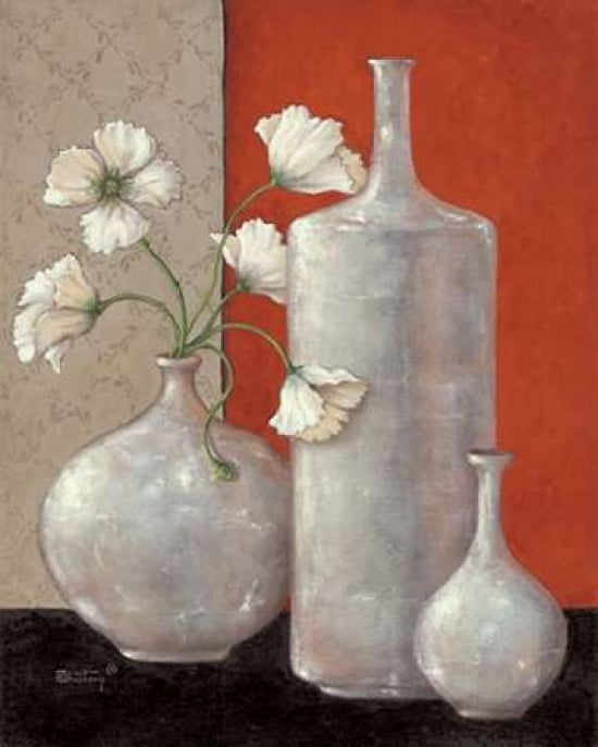 Silverleaf And Poppies II Canvas Art - Janet Kruskamp (24 x 30)