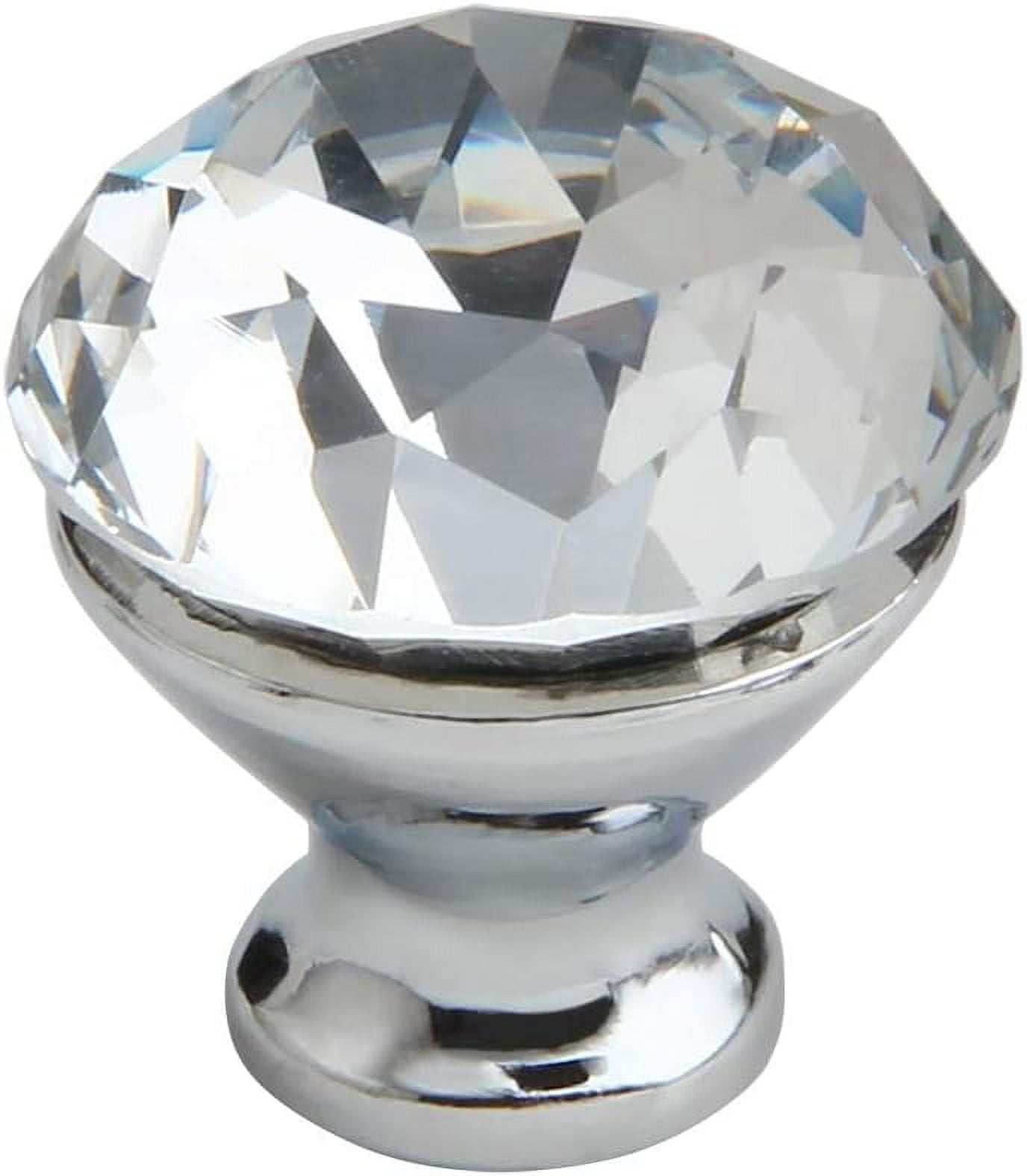 Silverline 10 Pack Extra Shinny 30mm Crystal Glass Drawer Pulls Clear Cabinet Diamond Knobs with Large Base