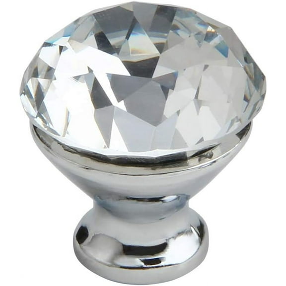 Silverline 10 Pack Extra Shinny 30mm Crystal Glass Drawer Pulls Clear Cabinet Diamond Knobs with Large Base