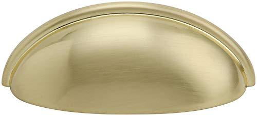 Silverline 3" Inch Hole Centers Cabinet Bin Cup Drawer Cup Pulls Kitchen Hardware Handles, Satin Brass (6)