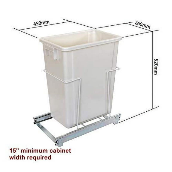 Silverline 35 Qt. Single Kitchen Cabinet Pull-Out White Waste Container Recycle Trash Can