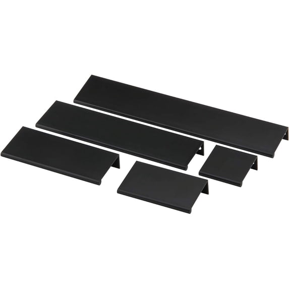 Silverline Cabinet Flat Black Finger Edge Pulls Aluminum Lightweight Kitchen Door Drawer Handle (25, 1.73" (44mm))