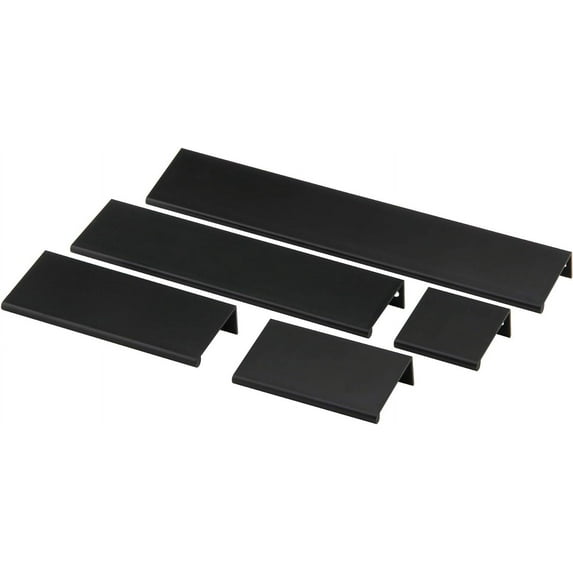 Silverline Cabinet Flat Black Finger Edge Pulls Aluminum Lightweight Kitchen Door Drawer Handle (6, 1.73" (44mm))